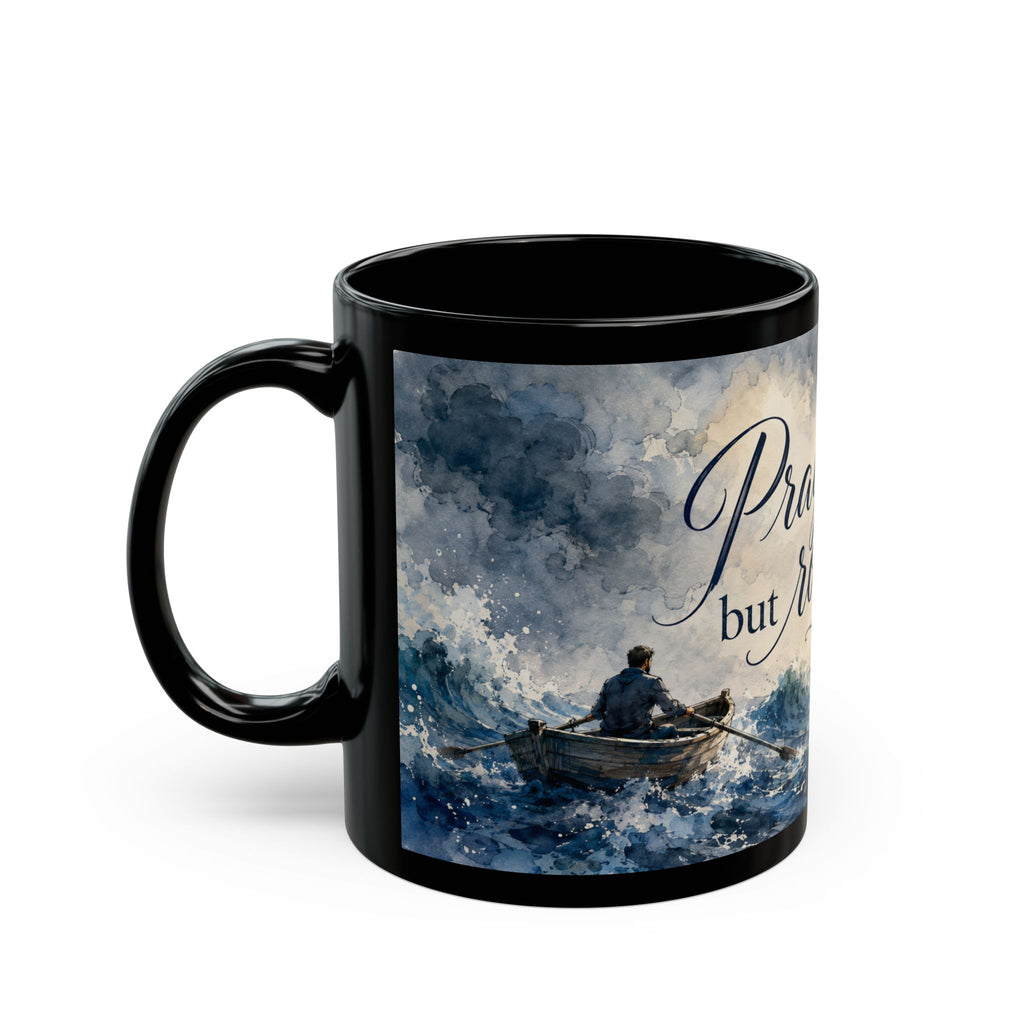 Pray to God But Row to Shore Mug, Christian Ocean Coffee Cup