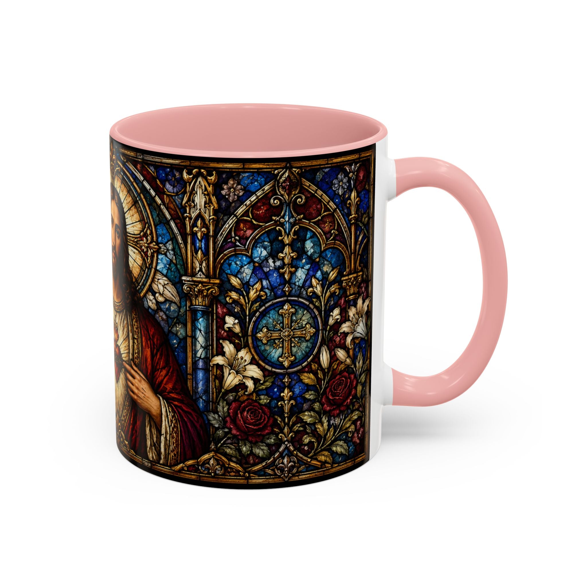 Sacred Heart Jesus Stained Glass Mug | Accent Coffee Mug