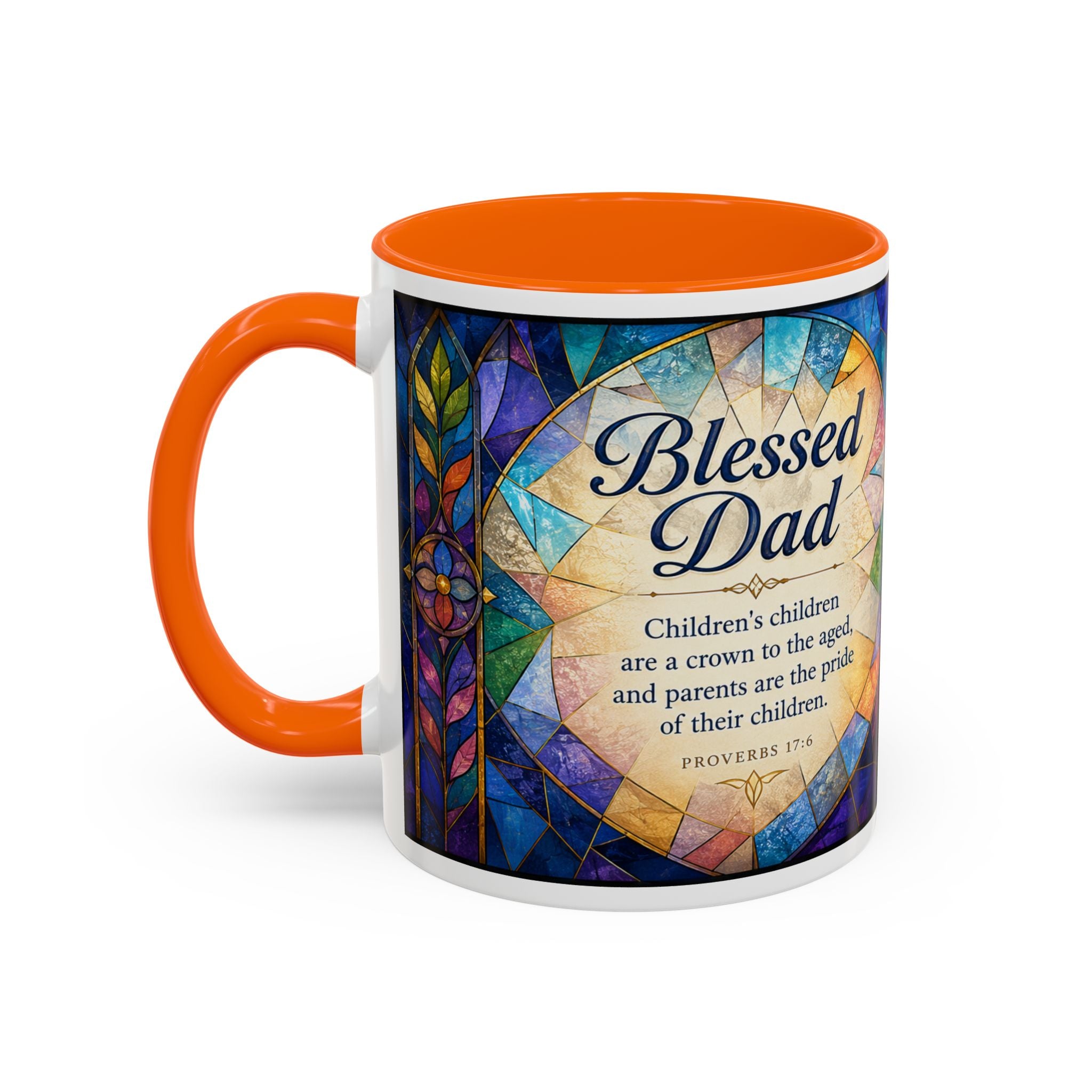 Blessed Dad Mug, Christian Fathers Day Gift, Bible Verse Mug for Dad, Proverbs 17:6 Coffee Cup, Faith Gift for Father Grandpa Husband