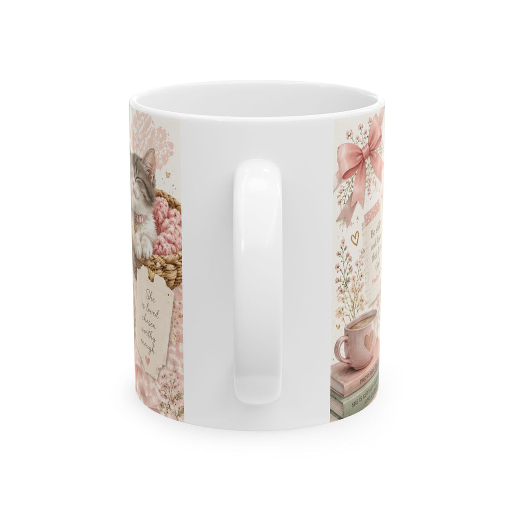 Christian Cat Mug, Blessed Day Kitten Cup, Psalm 46:5 Gift