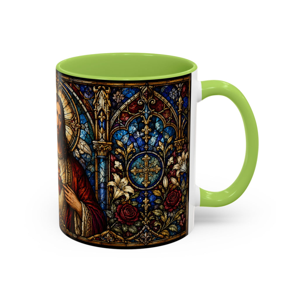 Sacred Heart Jesus Stained Glass Mug | Accent Coffee Mug