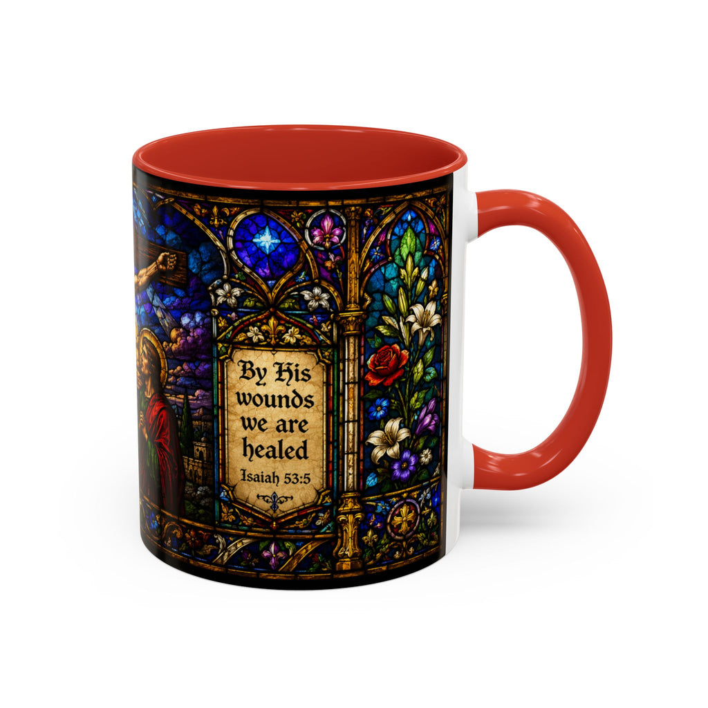 Jesus Crucifixion Mug, Christian Coffee Cup, Stained Glass Cross Mug, Faith Bible Mug, Religious Gift, Holy Bible Coffee Cup