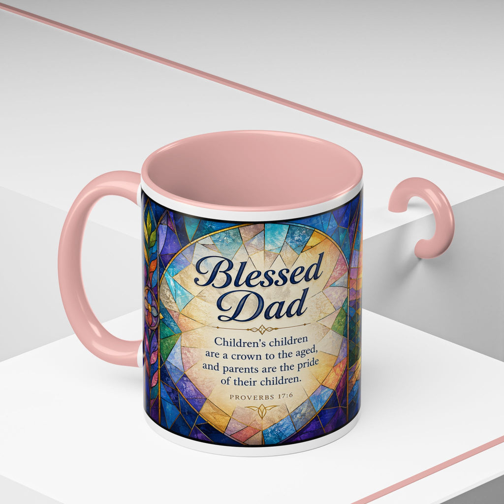 Blessed Dad Mug, Christian Fathers Day Gift, Bible Verse Mug for Dad, Proverbs 17:6 Coffee Cup, Faith Gift for Father Grandpa Husband