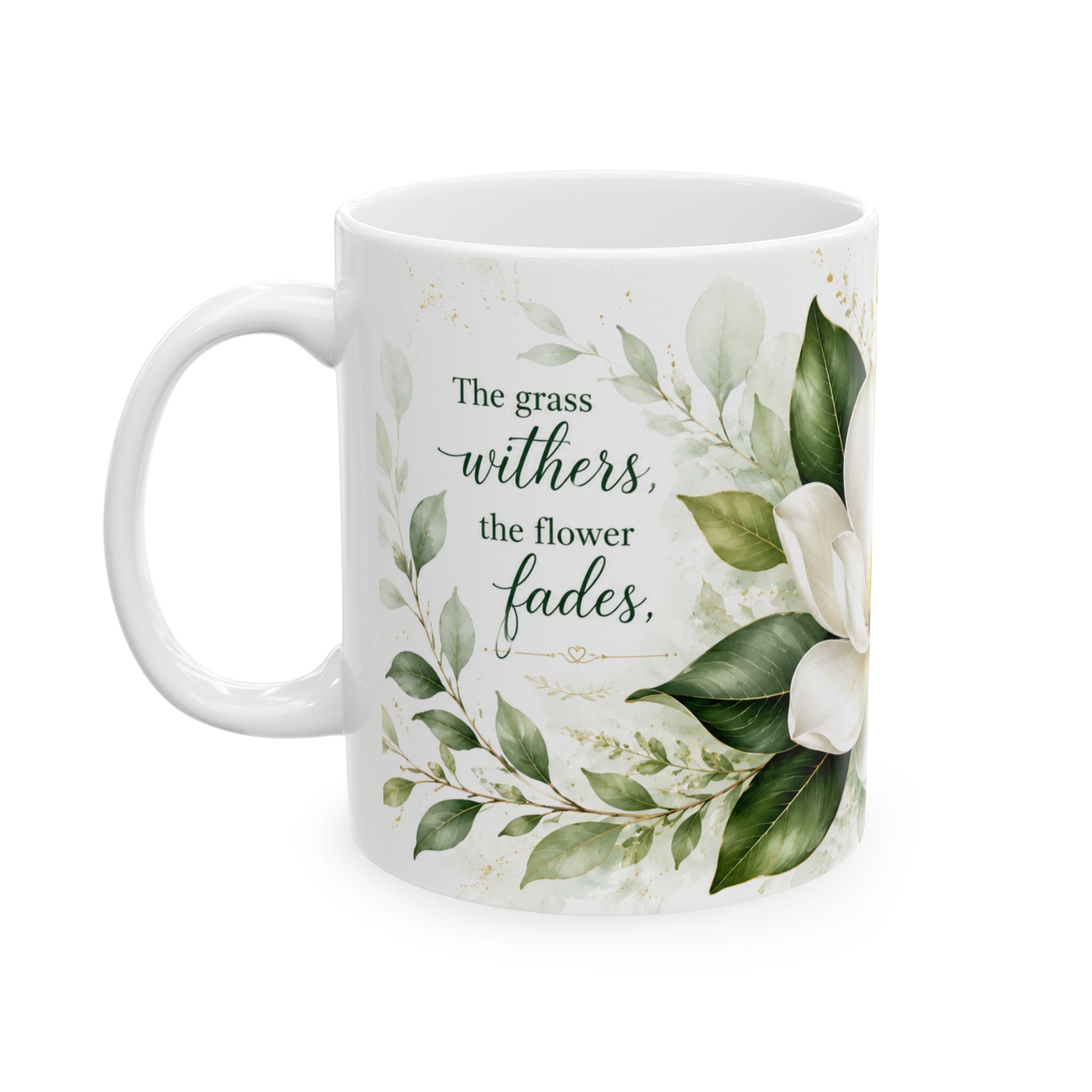 White Magnolia Floral Mug