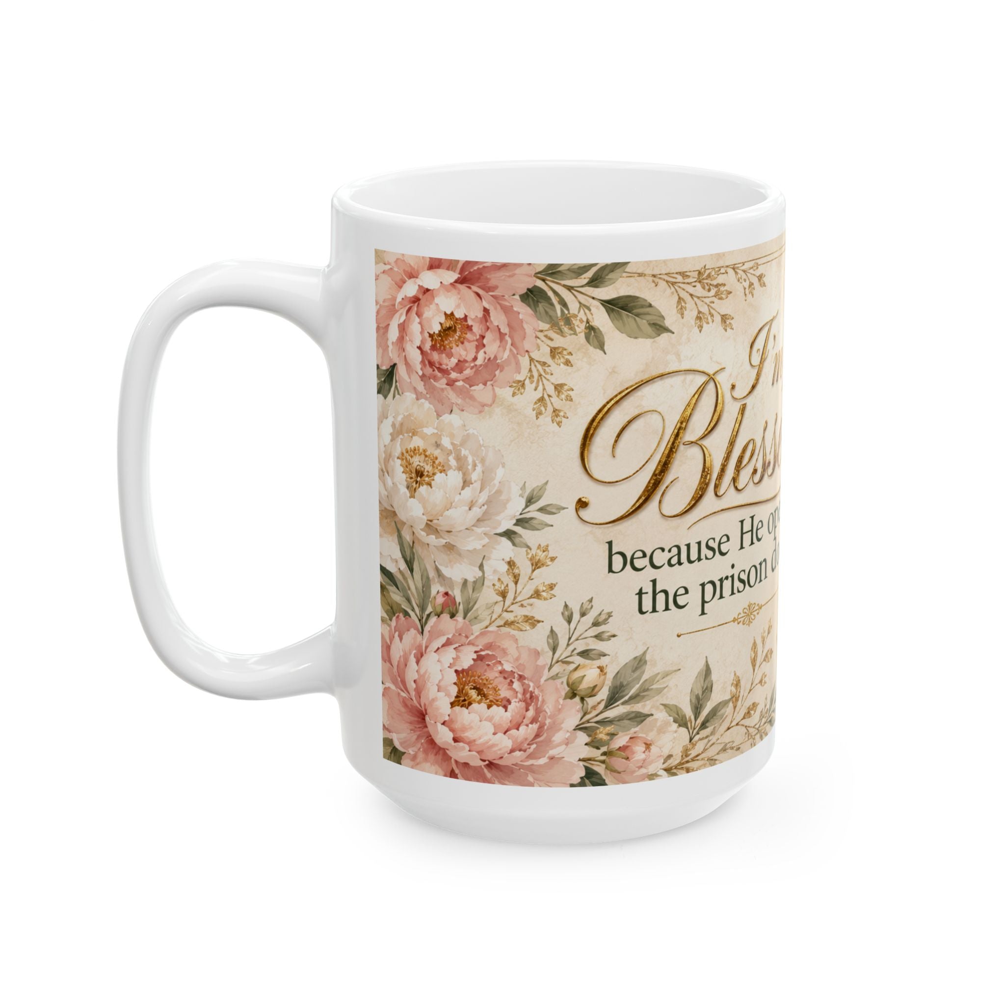 Acts 16:26 Christian Mug, He Opened the Prison Doors Bible Verse Coffee Cup, Faith Gift
