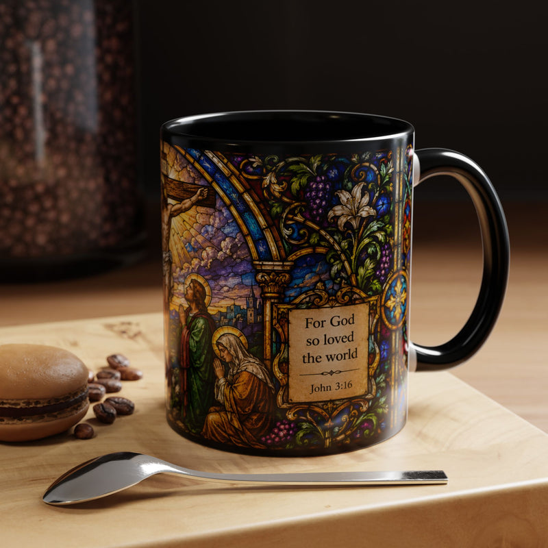 Crucifixion Stained Glass Mug | Accent Coffee Mug