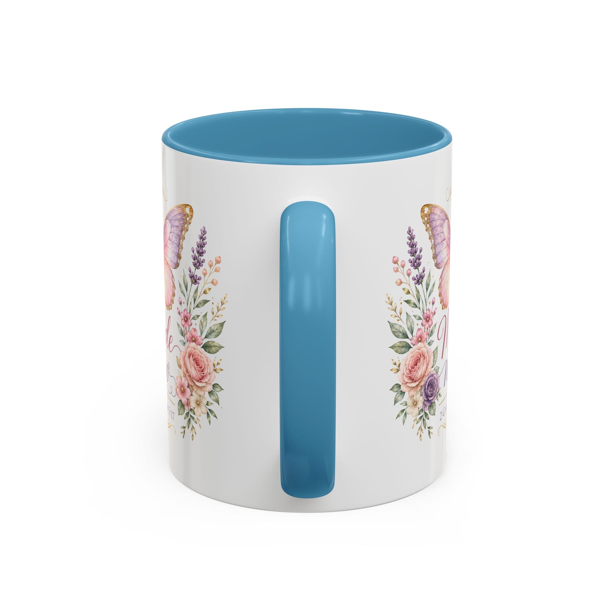 Biblical Butterfly Cup Accent Coffee Mug | Scripture Floral Ceramic