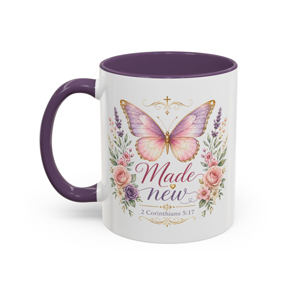 Biblical Butterfly Cup Accent Coffee Mug | Scripture Floral Ceramic
