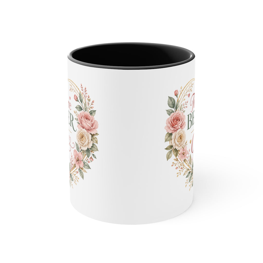 Love and Relationship Heart Illustration Accent Mug | Romantic Couple Love Design