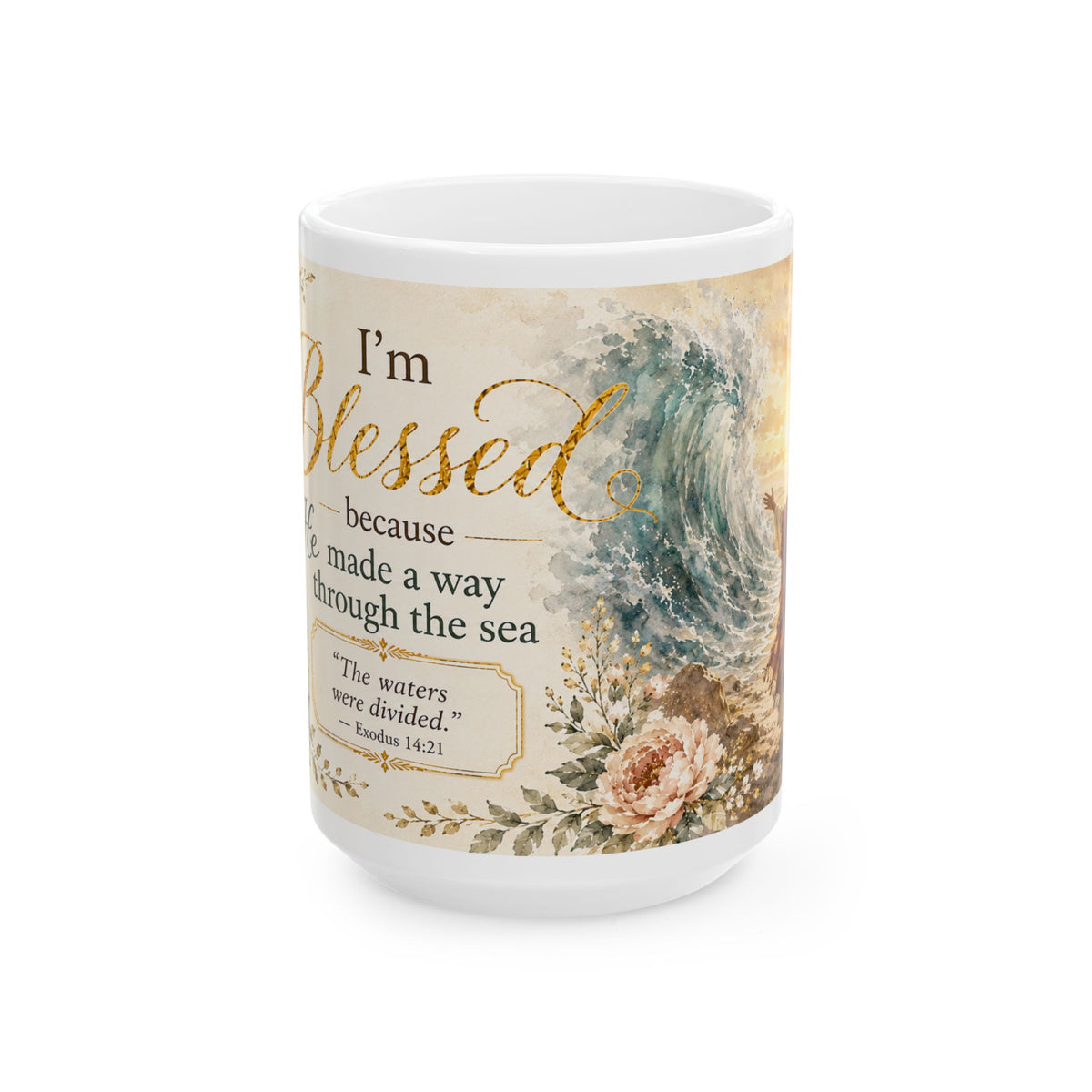 Exodus 14:21 Christian Mug, He Made a Way Through the Sea Bible Verse Coffee Cup, Faith Gift