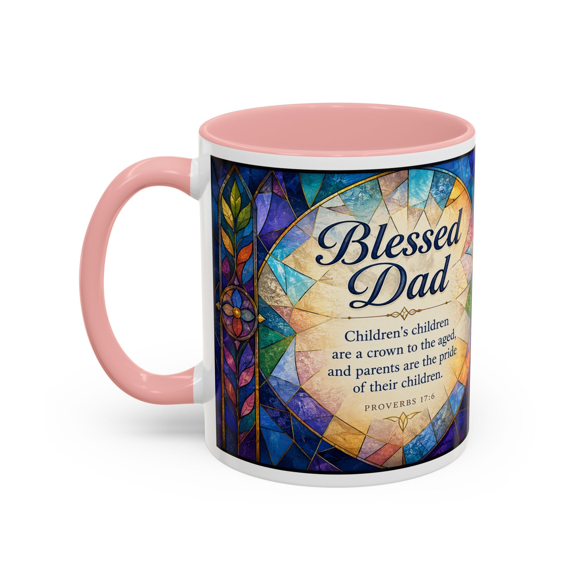 Blessed Dad Mug, Christian Fathers Day Gift, Bible Verse Mug for Dad, Proverbs 17:6 Coffee Cup, Faith Gift for Father Grandpa Husband