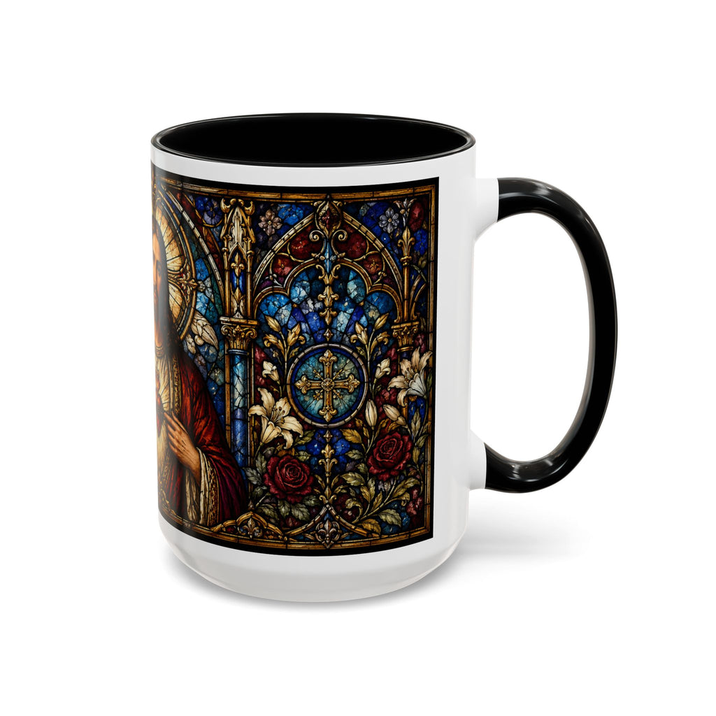 Sacred Heart Jesus Stained Glass Mug | Accent Coffee Mug