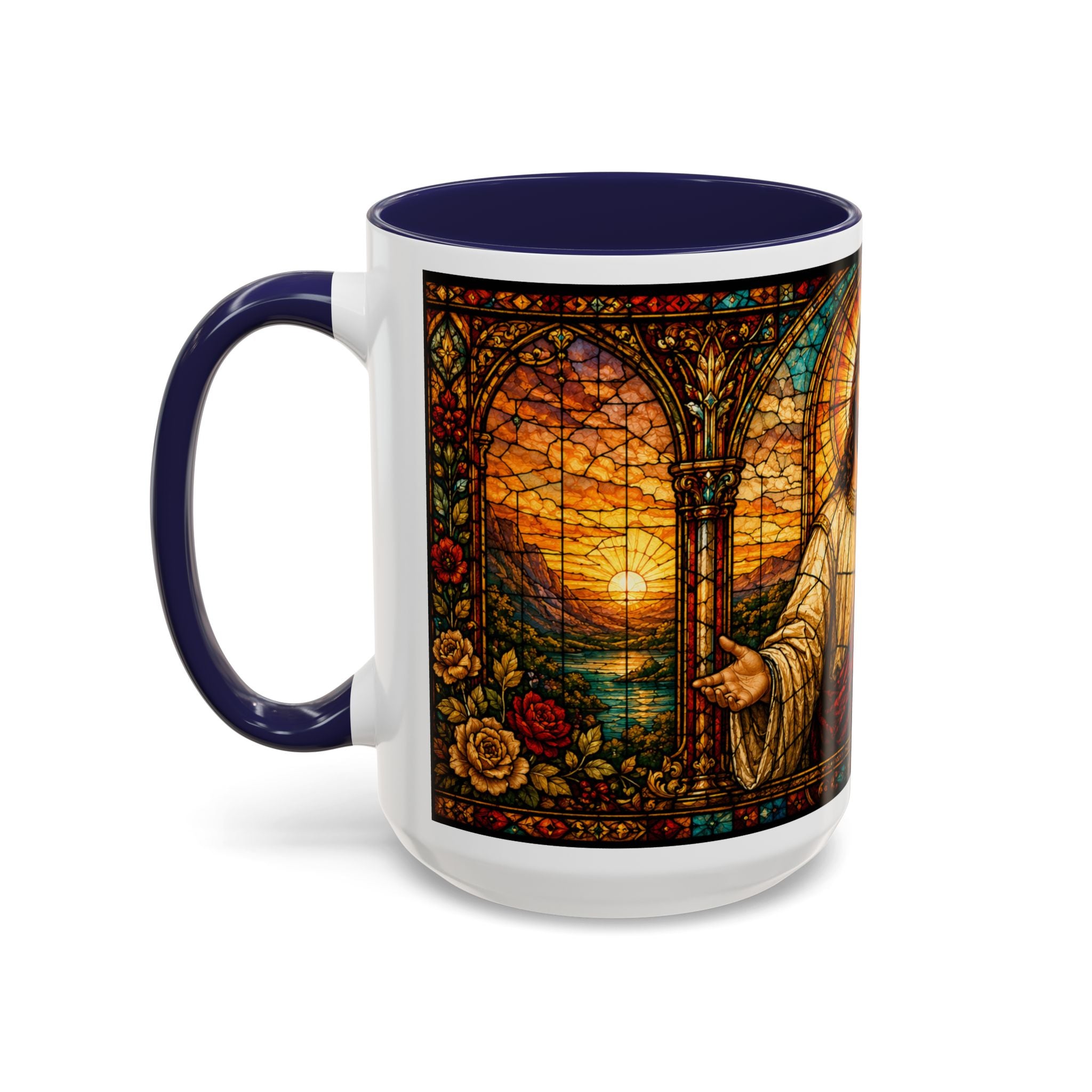 Jesus Stained Glass Artwork Mug | Accent Coffee Mug 11oz or 15oz
