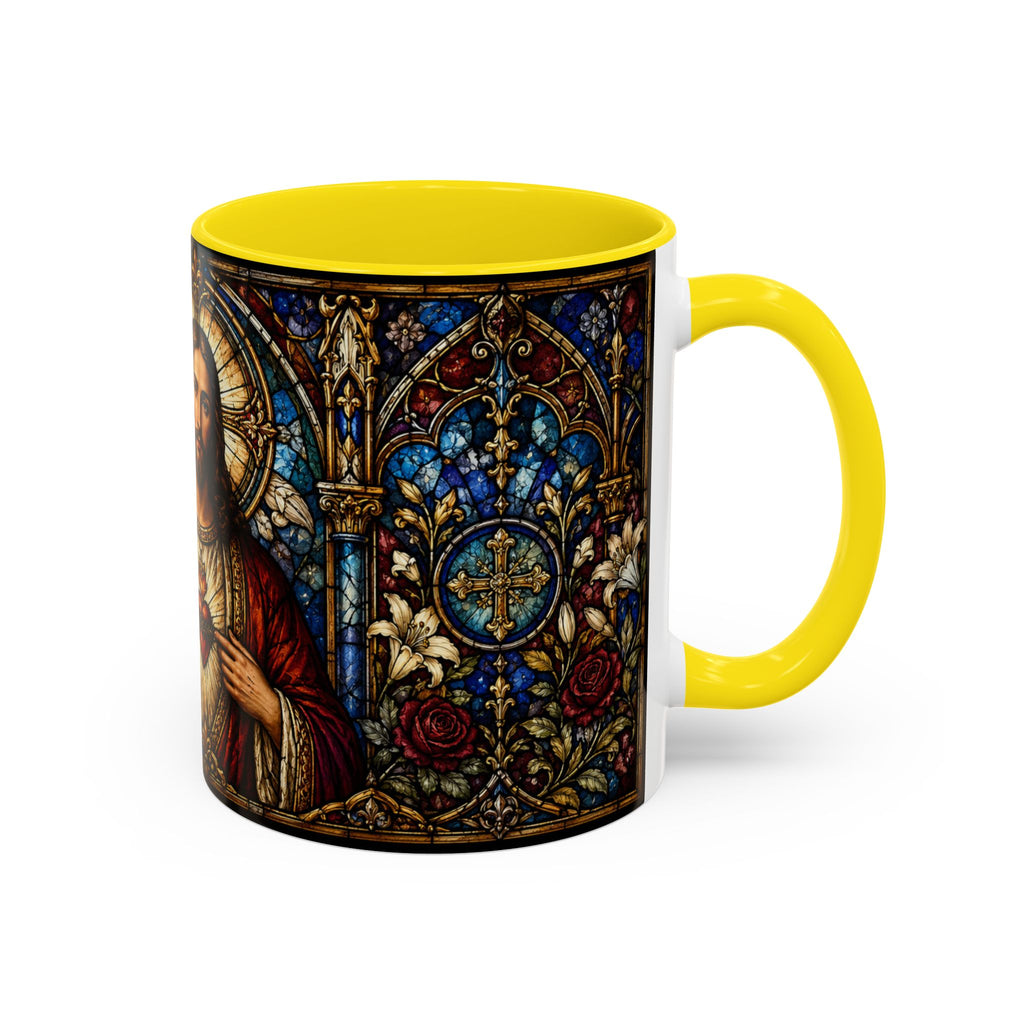 Sacred Heart Jesus Stained Glass Mug | Accent Coffee Mug