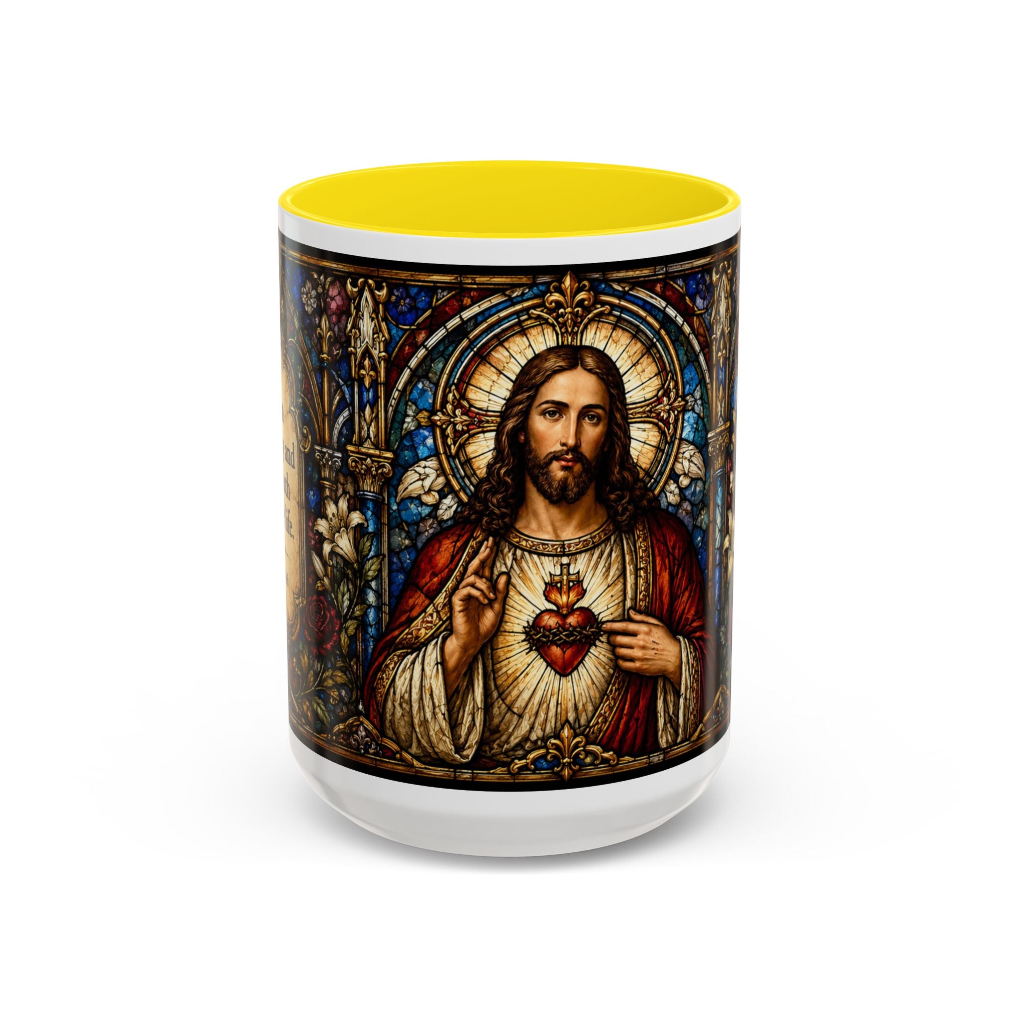 Sacred Heart Jesus Stained Glass Mug | Accent Coffee Mug