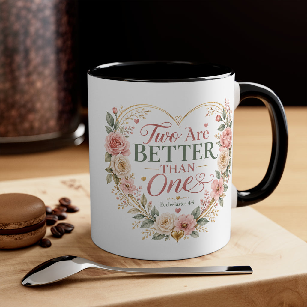 Love and Relationship Heart Illustration Accent Mug | Romantic Couple Love Design