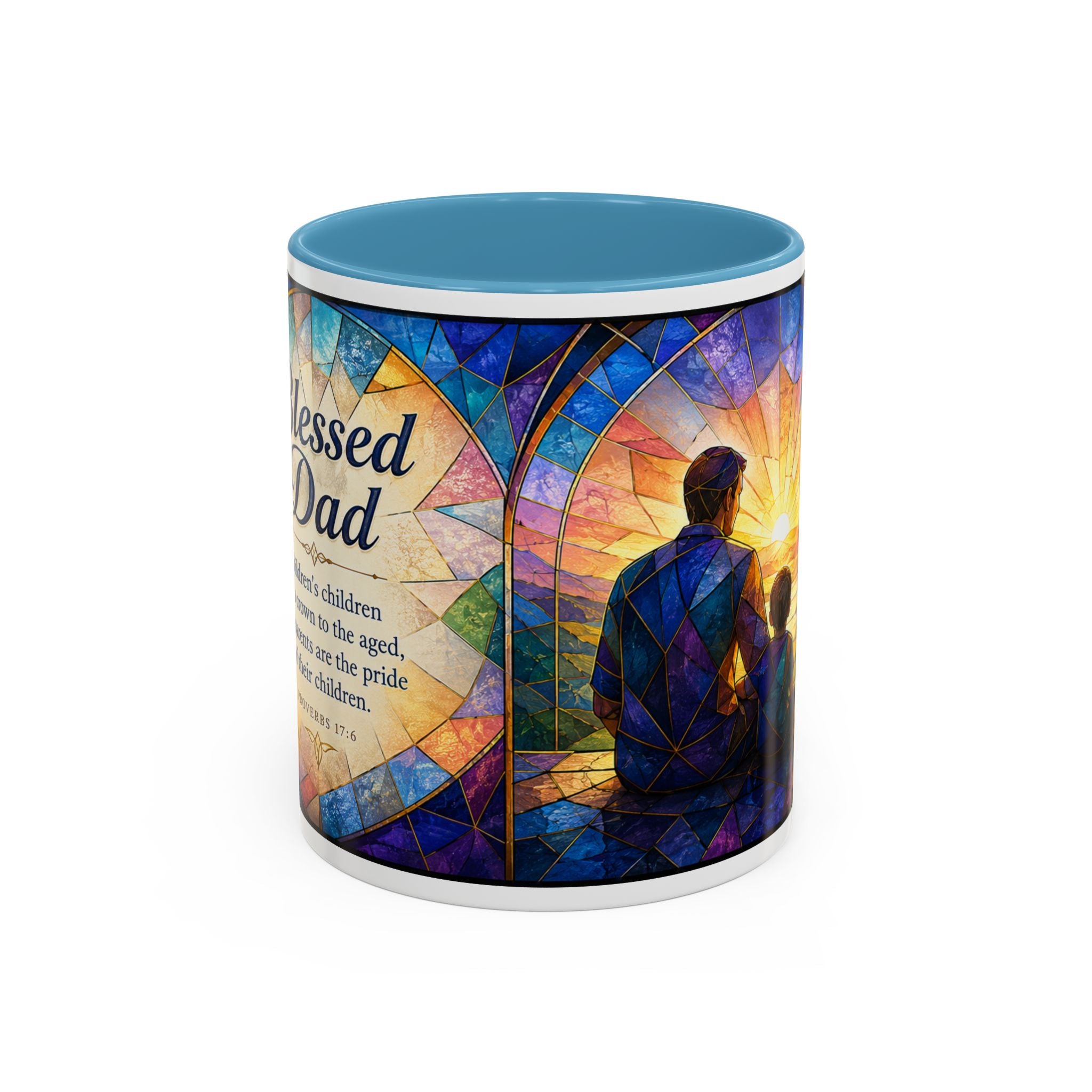 Blessed Dad Mug, Christian Fathers Day Gift, Bible Verse Mug for Dad, Proverbs 17:6 Coffee Cup, Faith Gift for Father Grandpa Husband
