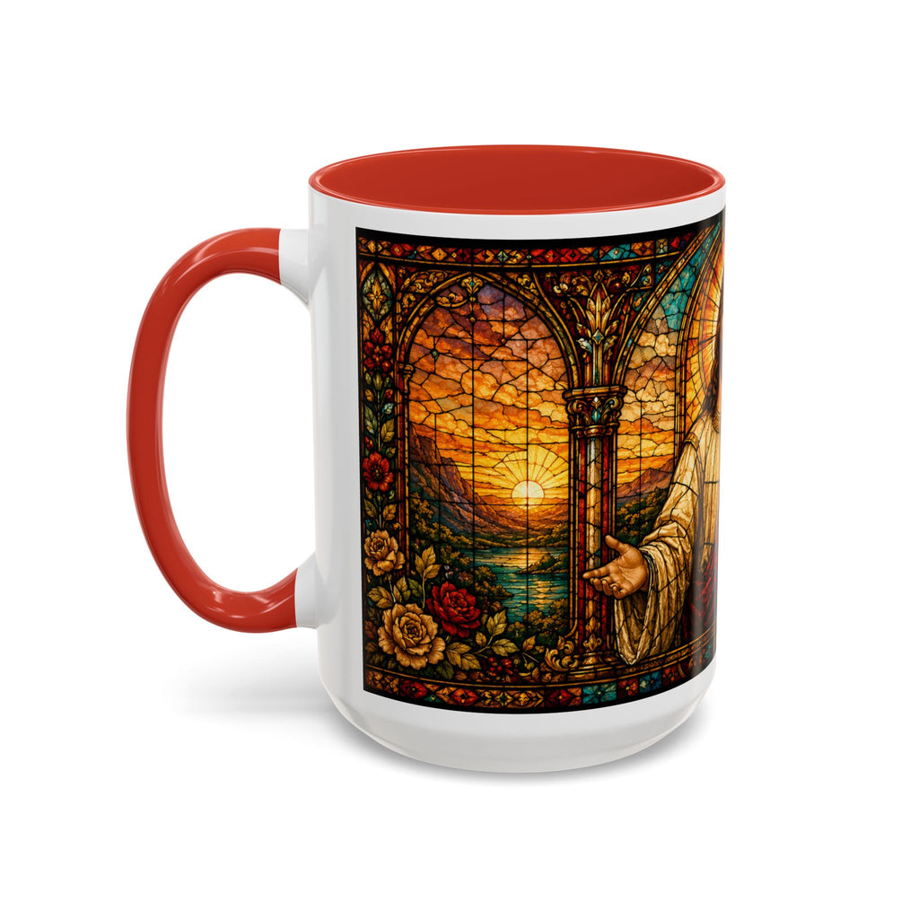 Jesus Stained Glass Artwork Mug | Accent Coffee Mug 11oz or 15oz