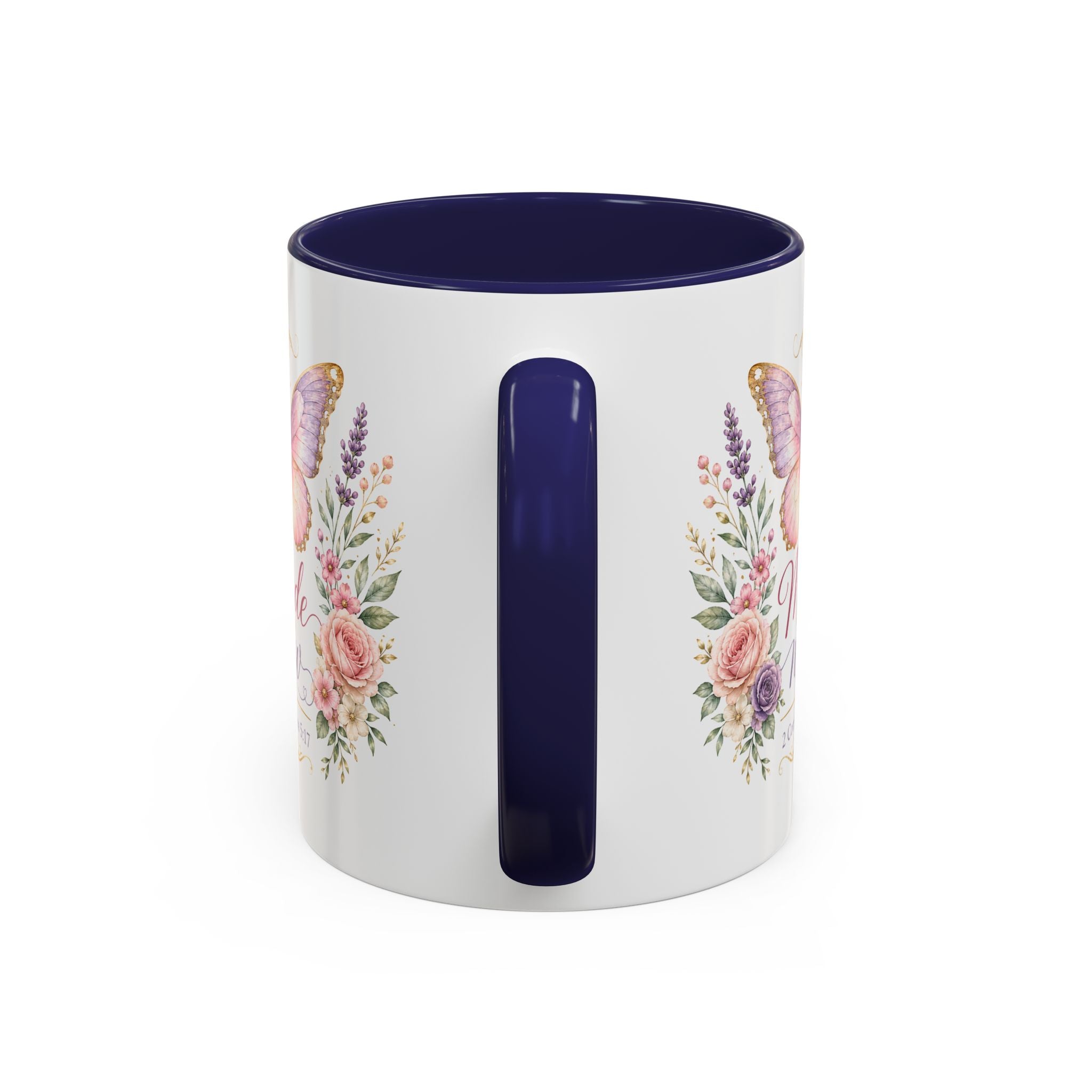 Biblical Butterfly Cup Accent Coffee Mug | Scripture Floral Ceramic
