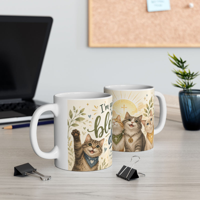Christian Cat Mug, Blessed Day Coffee Cup, Psalm 118:24 Gift
