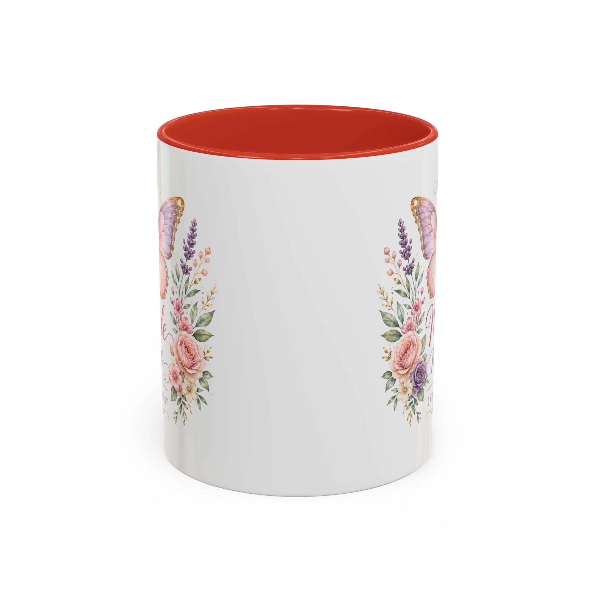 Biblical Butterfly Cup Accent Coffee Mug | Scripture Floral Ceramic