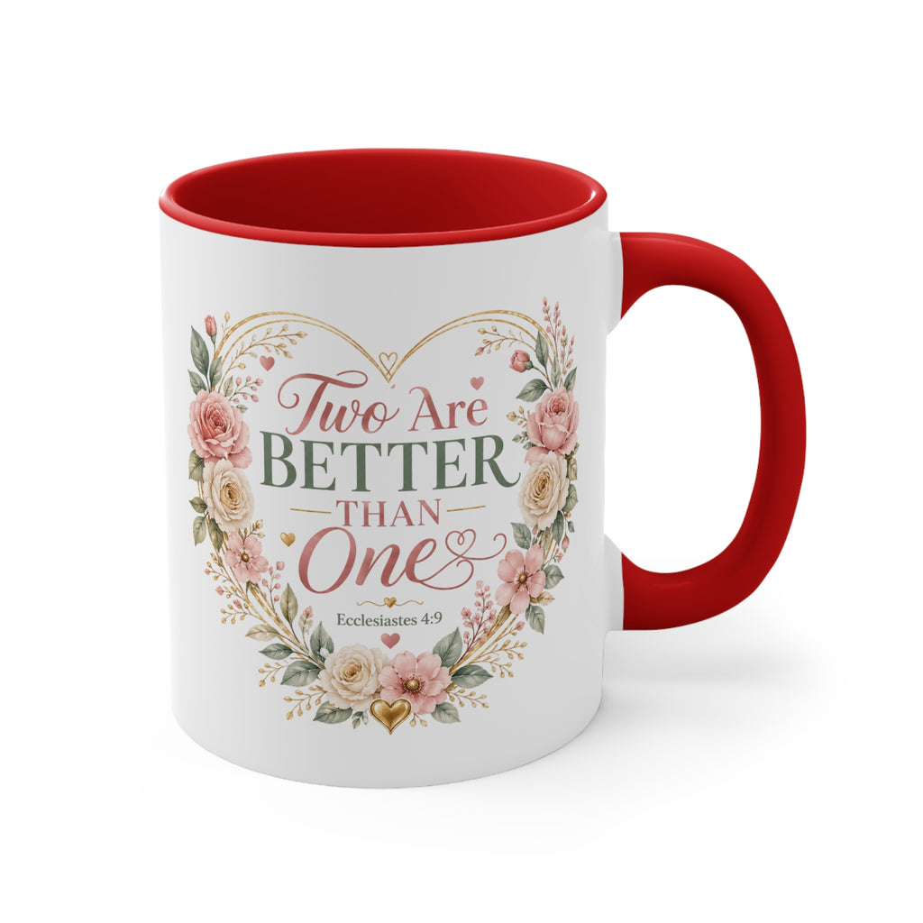 Love and Relationship Heart Illustration Accent Mug | Romantic Couple Love Design