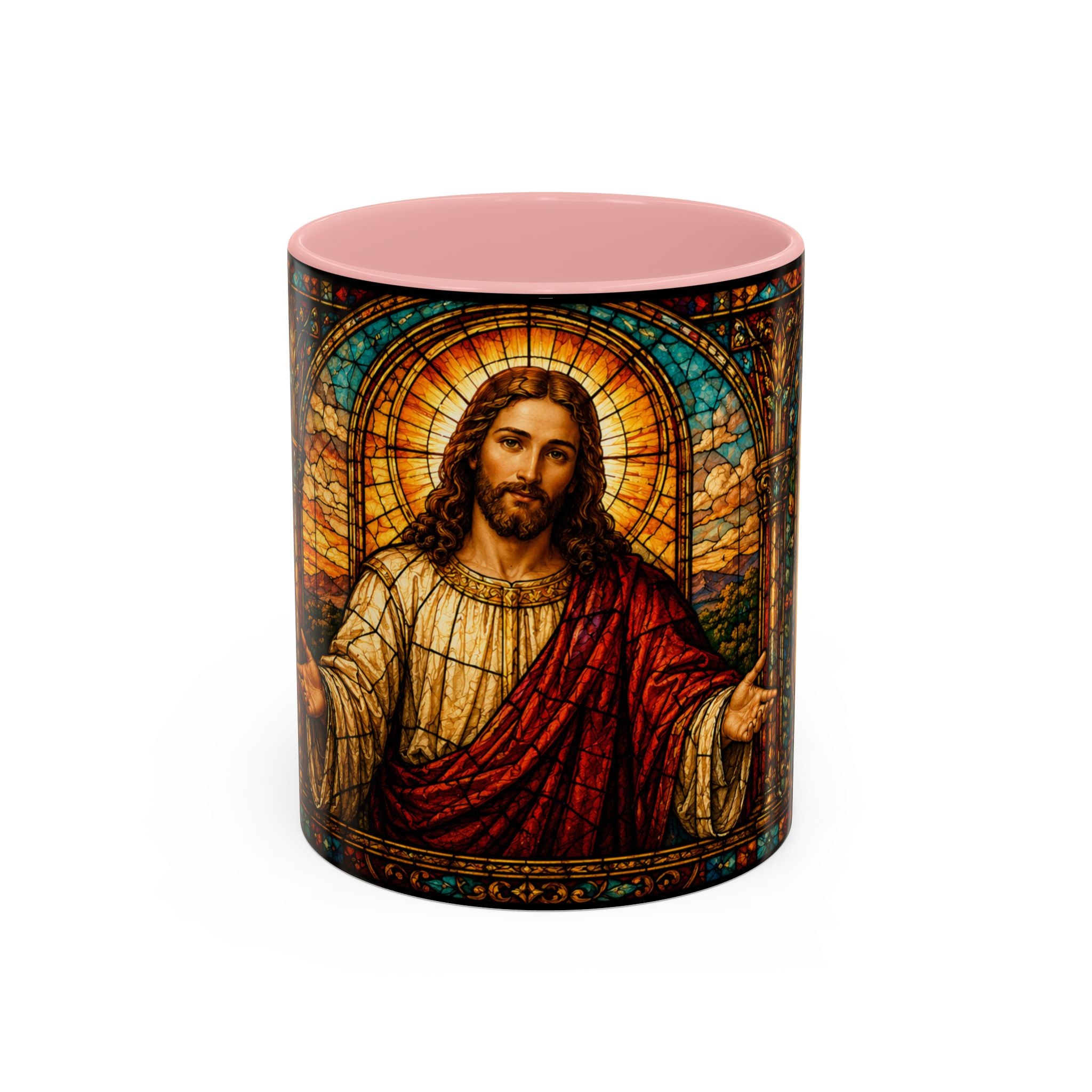 Jesus Stained Glass Artwork Mug | Accent Coffee Mug 11oz or 15oz