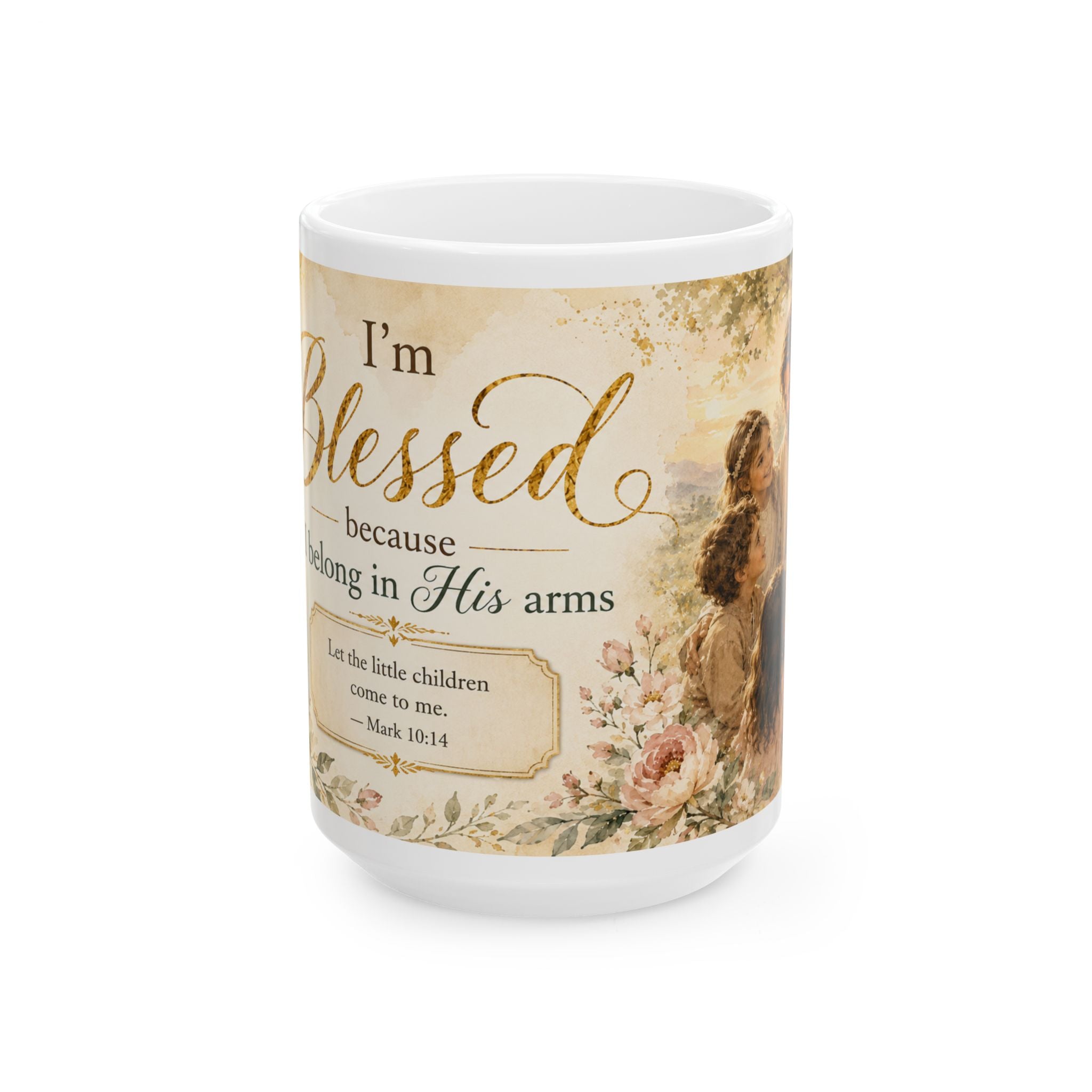 Jesus With Children Christian Mug, Mark 10:14 Bible Verse Coffee Cup, Im Blessed Faith Gift