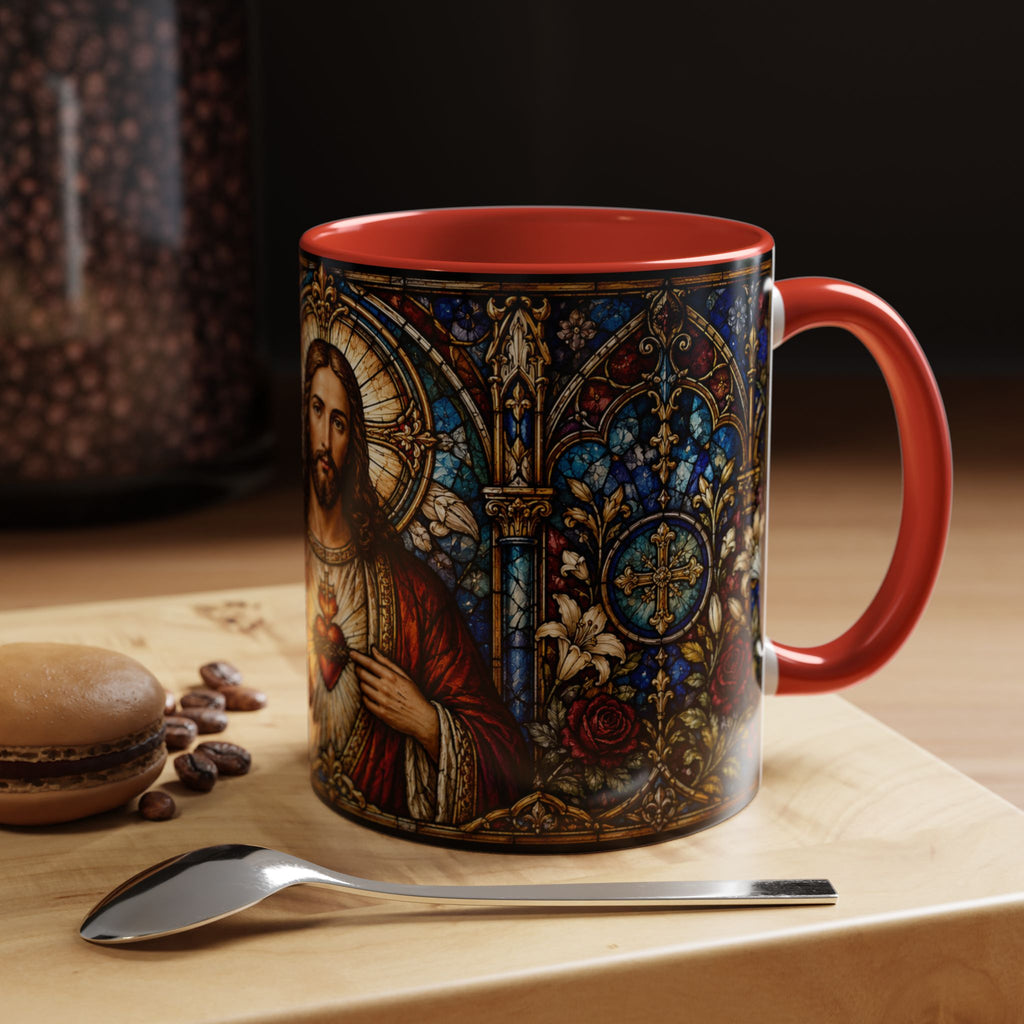 Sacred Heart Jesus Stained Glass Mug | Accent Coffee Mug