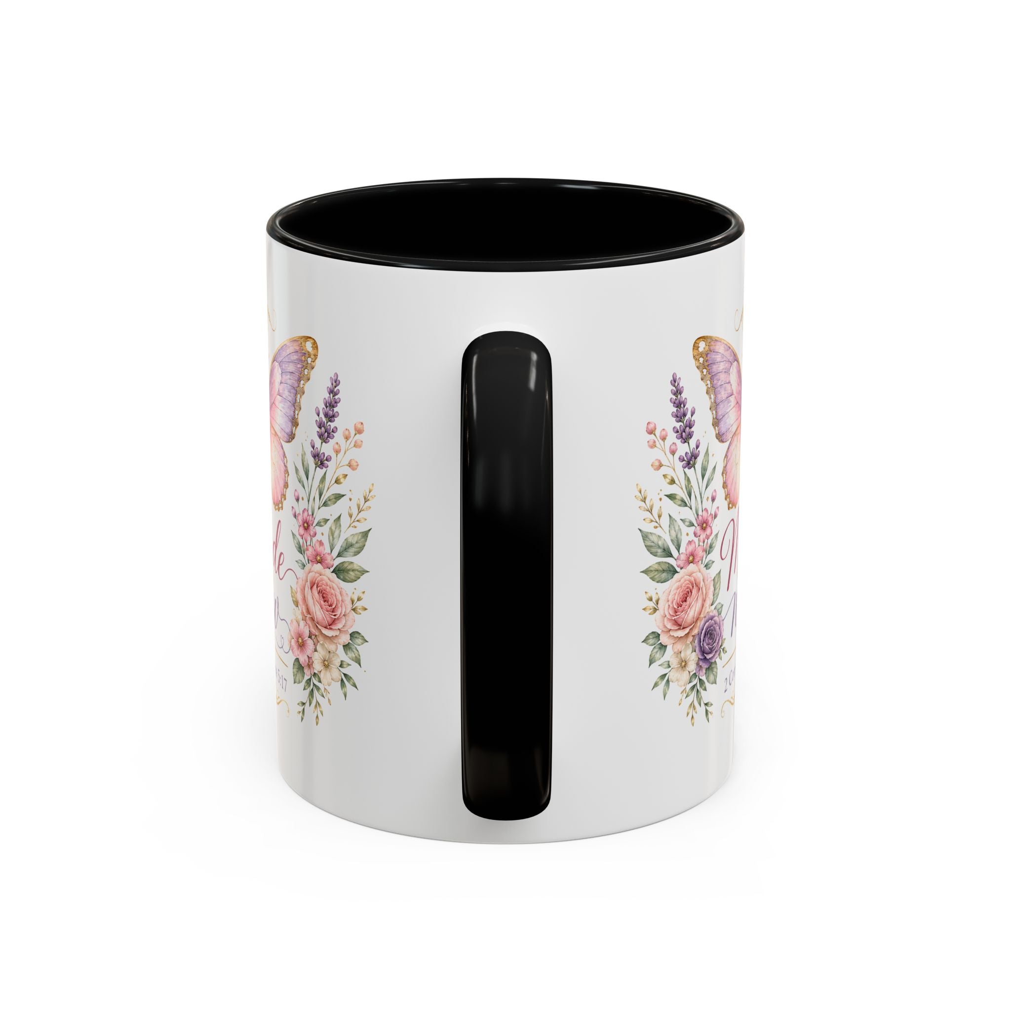 Biblical Butterfly Cup Accent Coffee Mug | Scripture Floral Ceramic