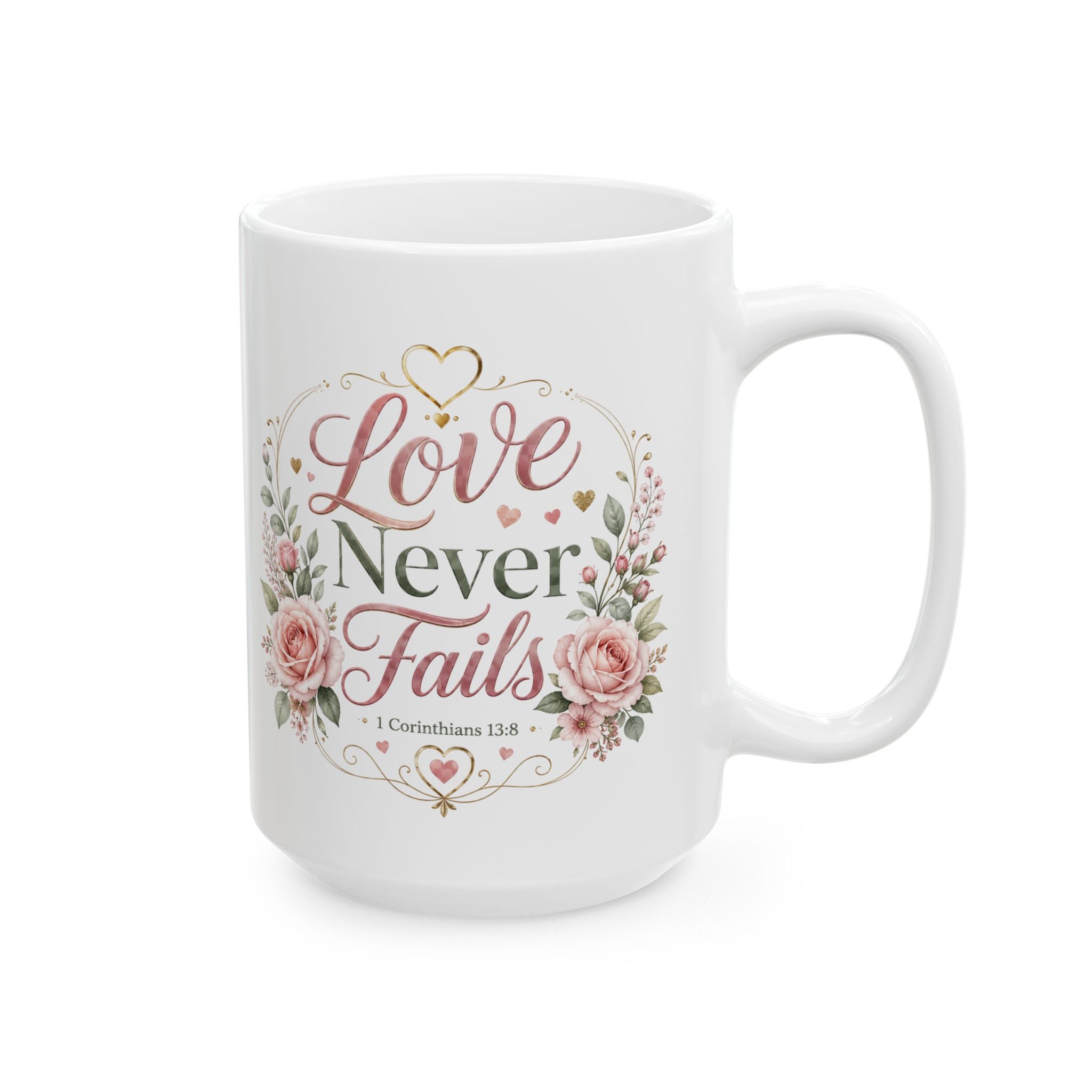 Love Never Fails coffe cup