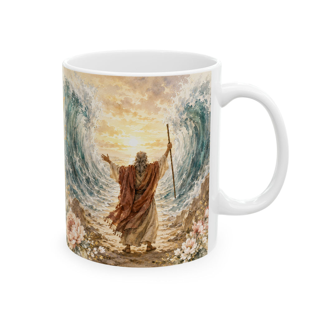 Exodus 14:21 Christian Mug, He Made a Way Through the Sea Bible Verse Coffee Cup, Faith Gift