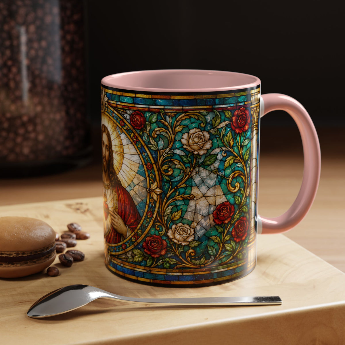 Sacred Heart Jesus Stained Glass Mug | Accent Coffee Mug 11oz 15oz