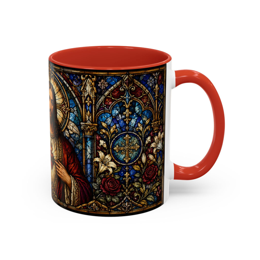 Sacred Heart Jesus Stained Glass Mug | Accent Coffee Mug