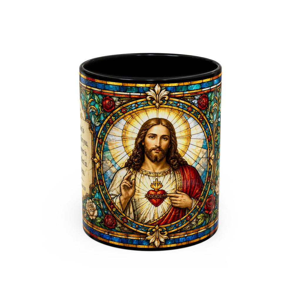 Sacred Heart Jesus Stained Glass Mug | Accent Coffee Mug 11oz 15oz