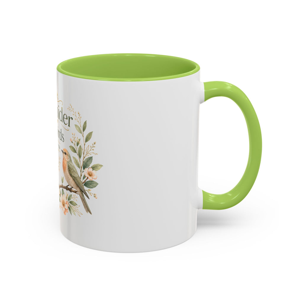 Spiritual Birds Illustration Accent Coffee Mug | Girly Bird Art 11oz 15oz