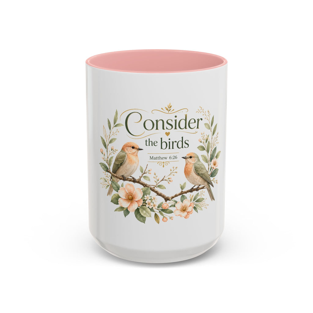 Spiritual Birds Illustration Accent Coffee Mug | Girly Bird Art 11oz 15oz