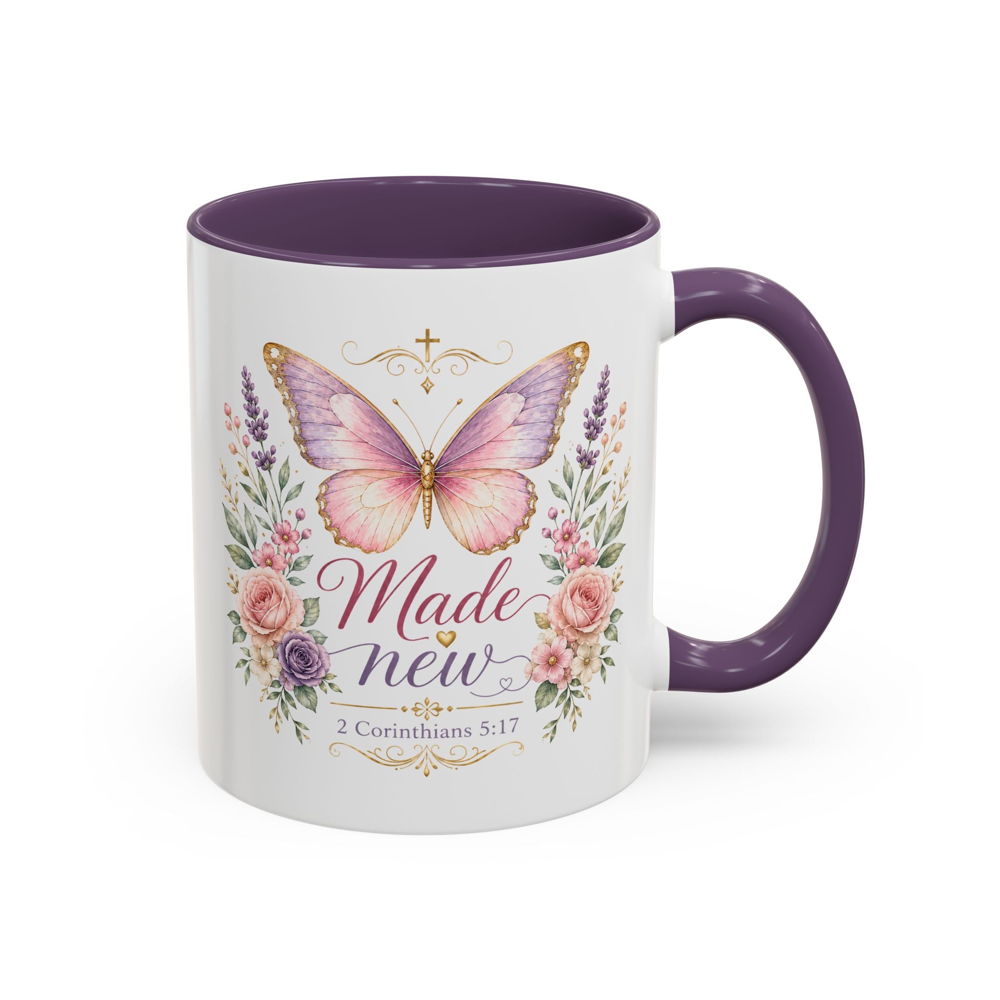 Biblical Butterfly Cup Accent Coffee Mug | Scripture Floral Ceramic