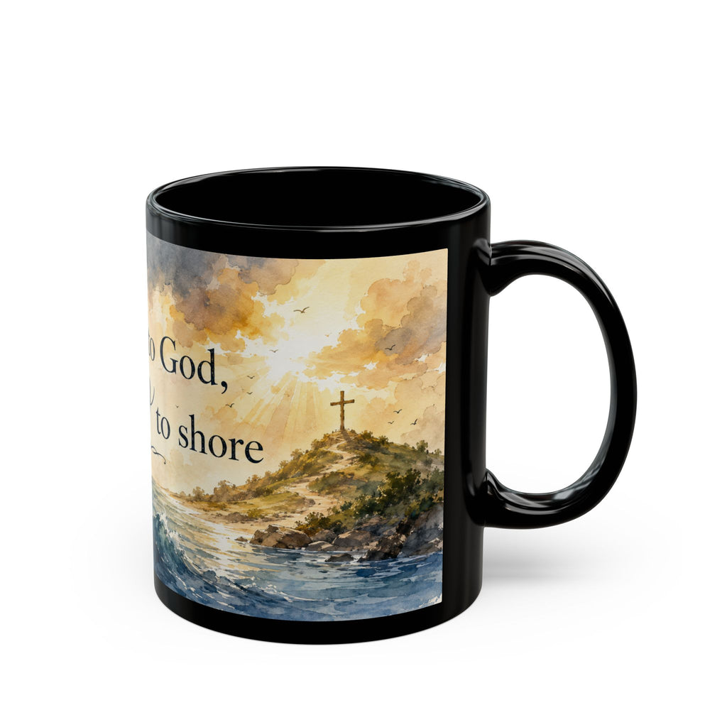 Pray to God But Row to Shore Mug, Christian Ocean Coffee Cup