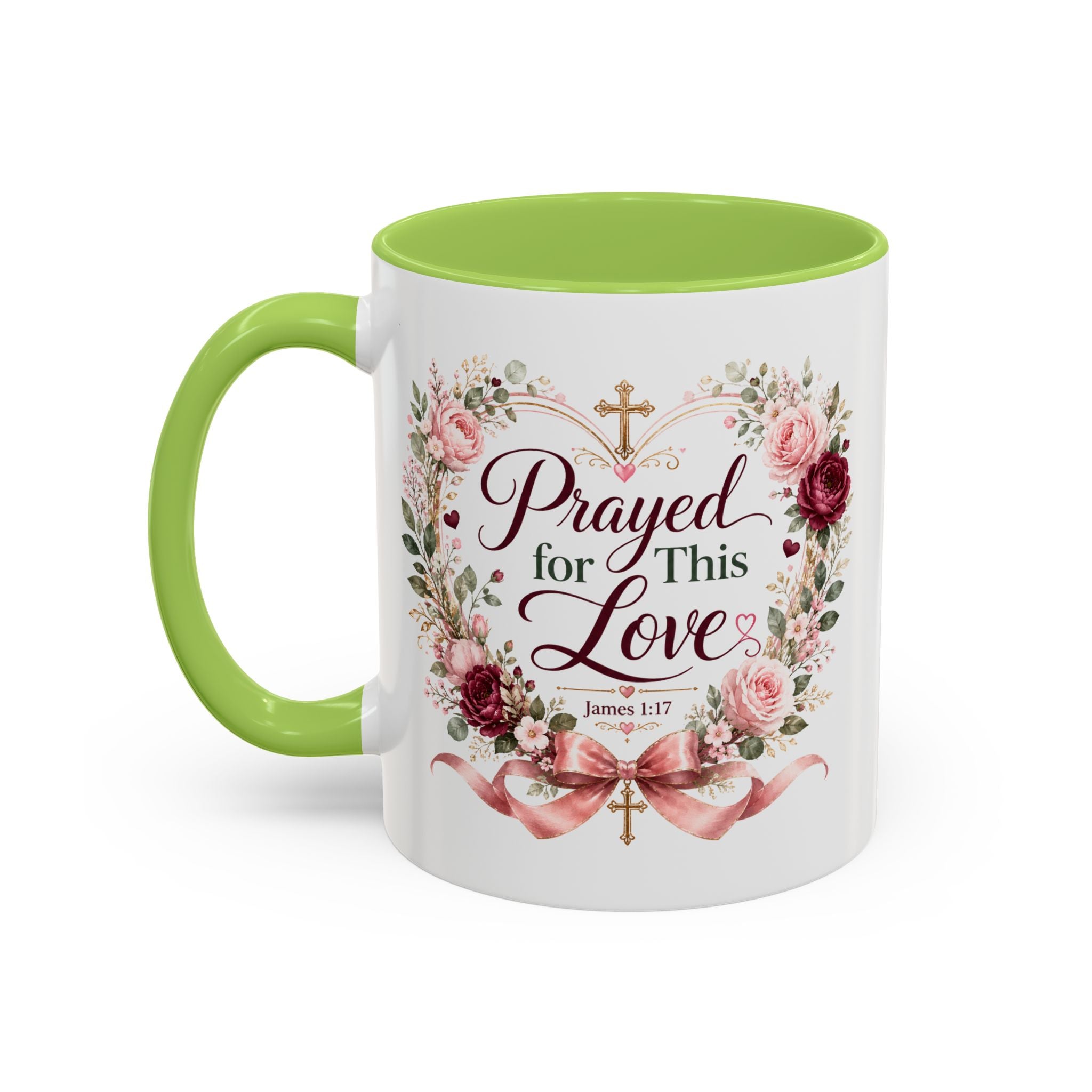 Prayed for This Love Mug, Christian Gift for Wife or Girlfriend, Romantic Bible Verse Mug, James 1:17 Floral Love Coffee Cup
