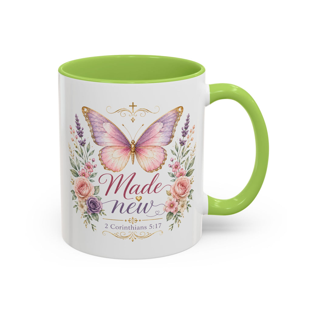 Biblical Butterfly Cup Accent Coffee Mug | Scripture Floral Ceramic