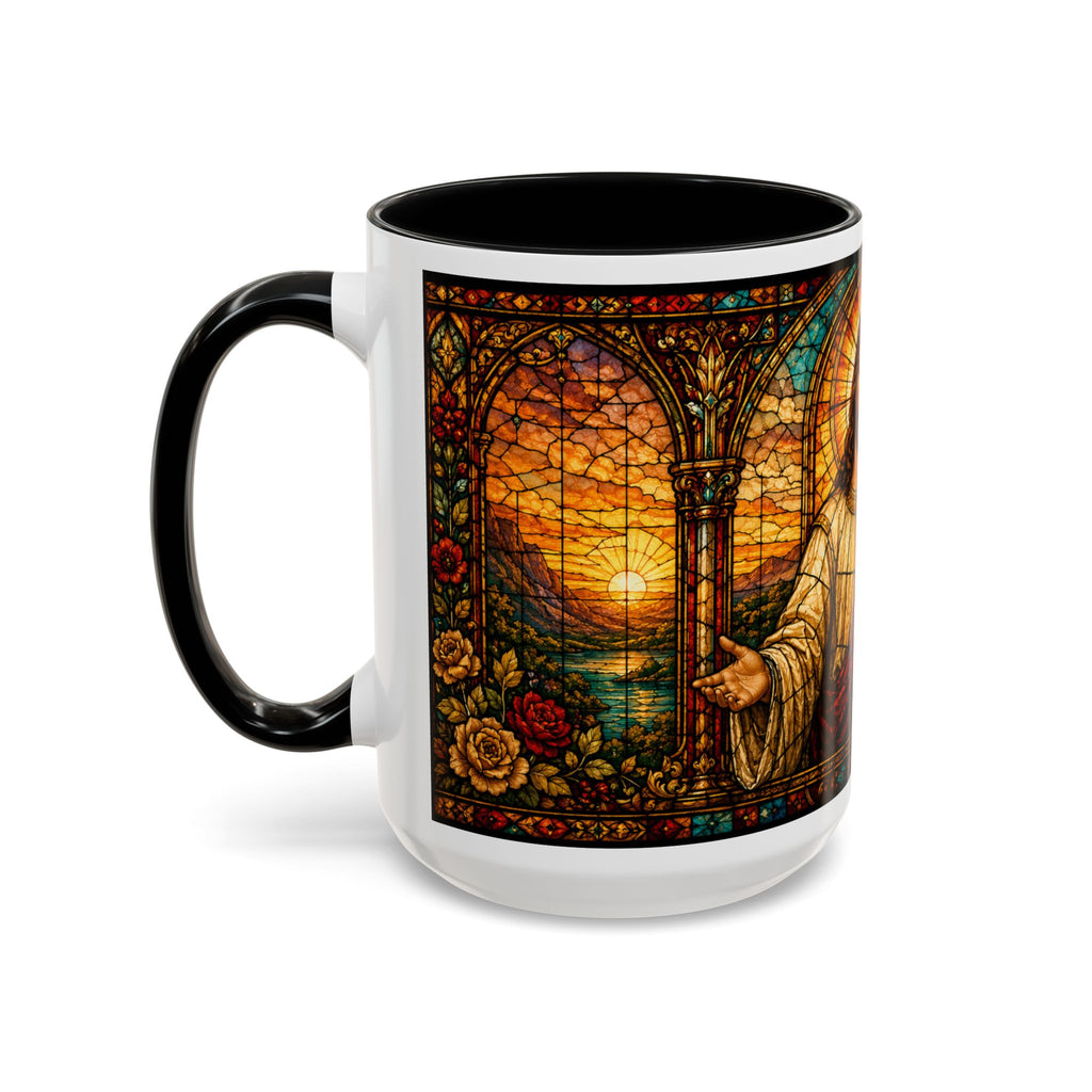 Jesus Stained Glass Artwork Mug | Accent Coffee Mug 11oz or 15oz