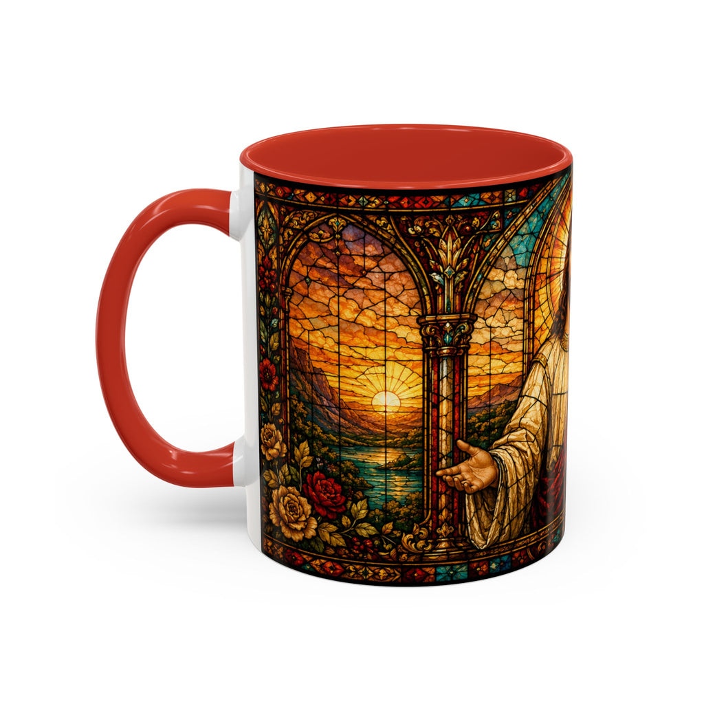 Jesus Stained Glass Artwork Mug | Accent Coffee Mug 11oz or 15oz