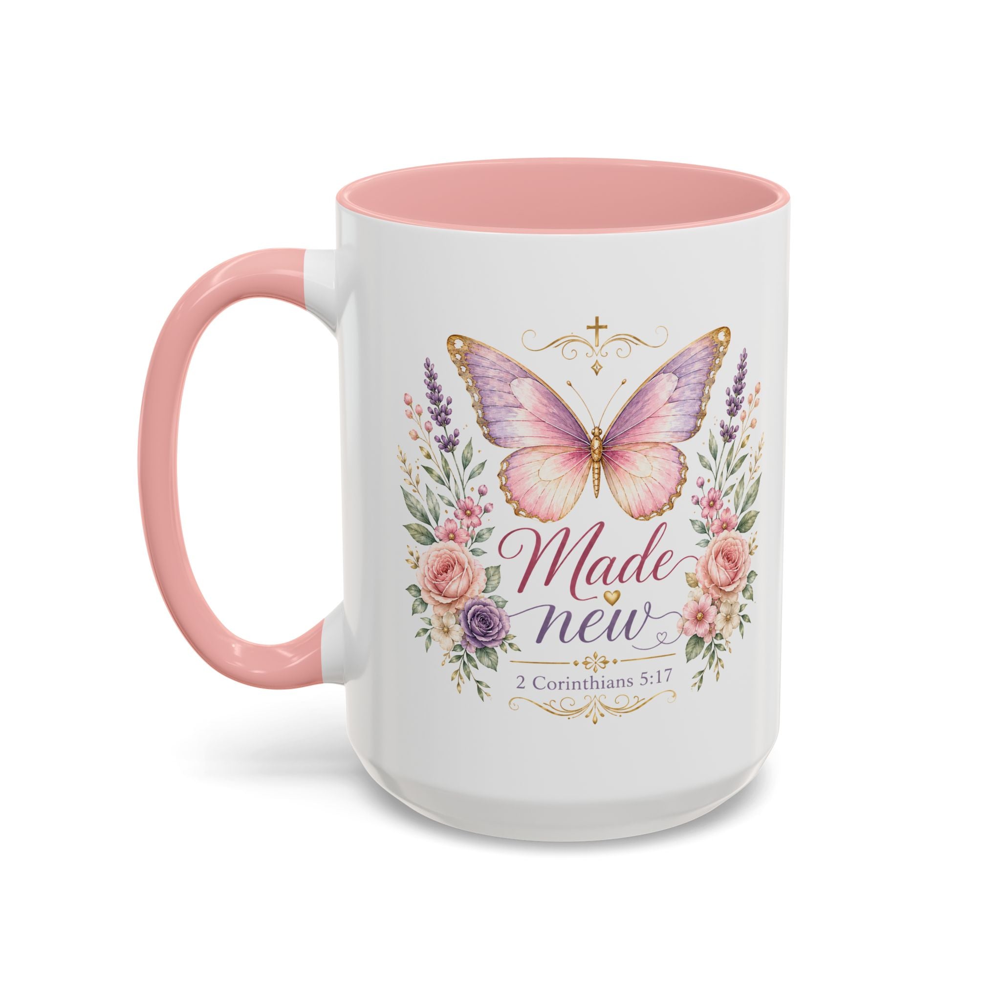 Biblical Butterfly Cup Accent Coffee Mug | Scripture Floral Ceramic