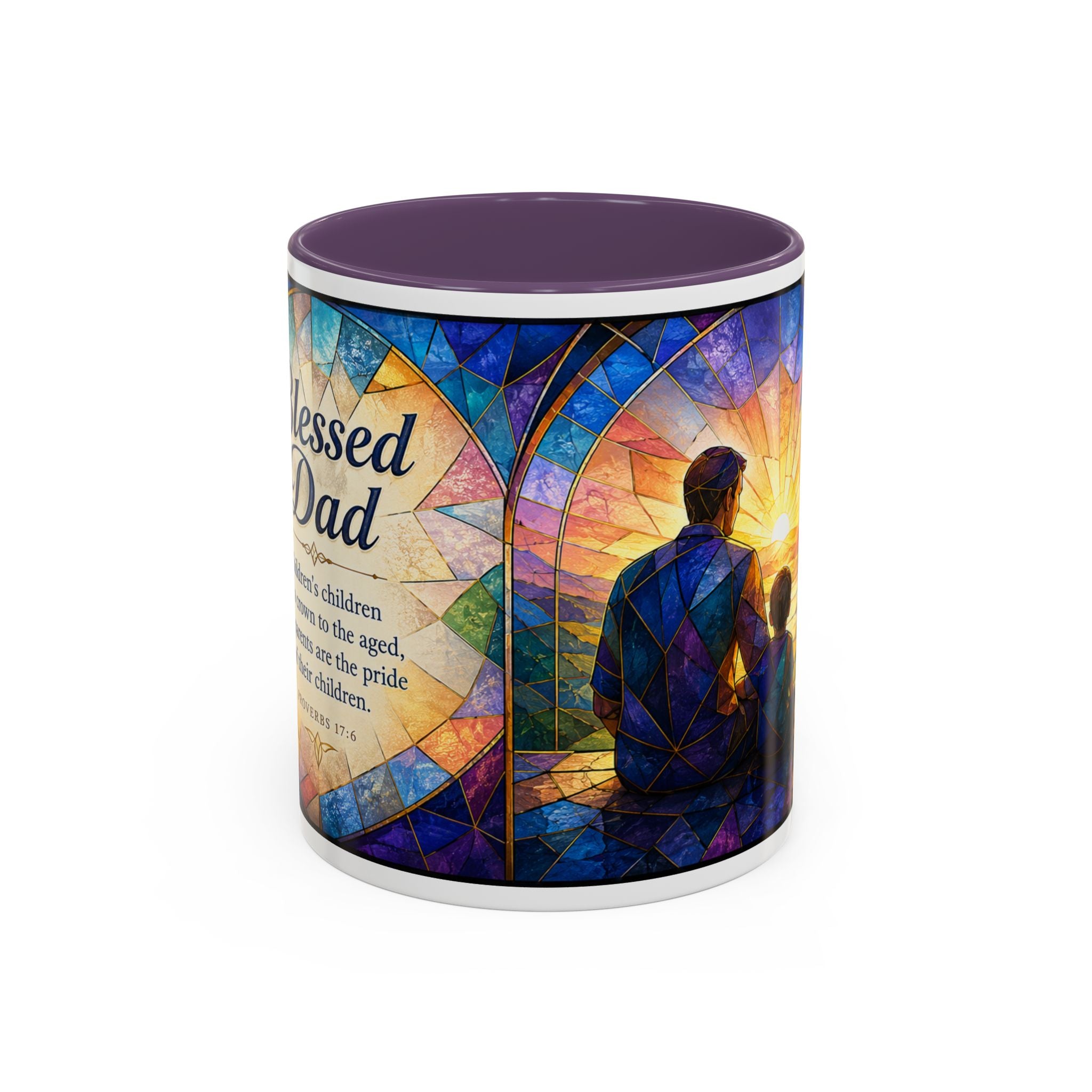 Blessed Dad Mug, Christian Fathers Day Gift, Bible Verse Mug for Dad, Proverbs 17:6 Coffee Cup, Faith Gift for Father Grandpa Husband