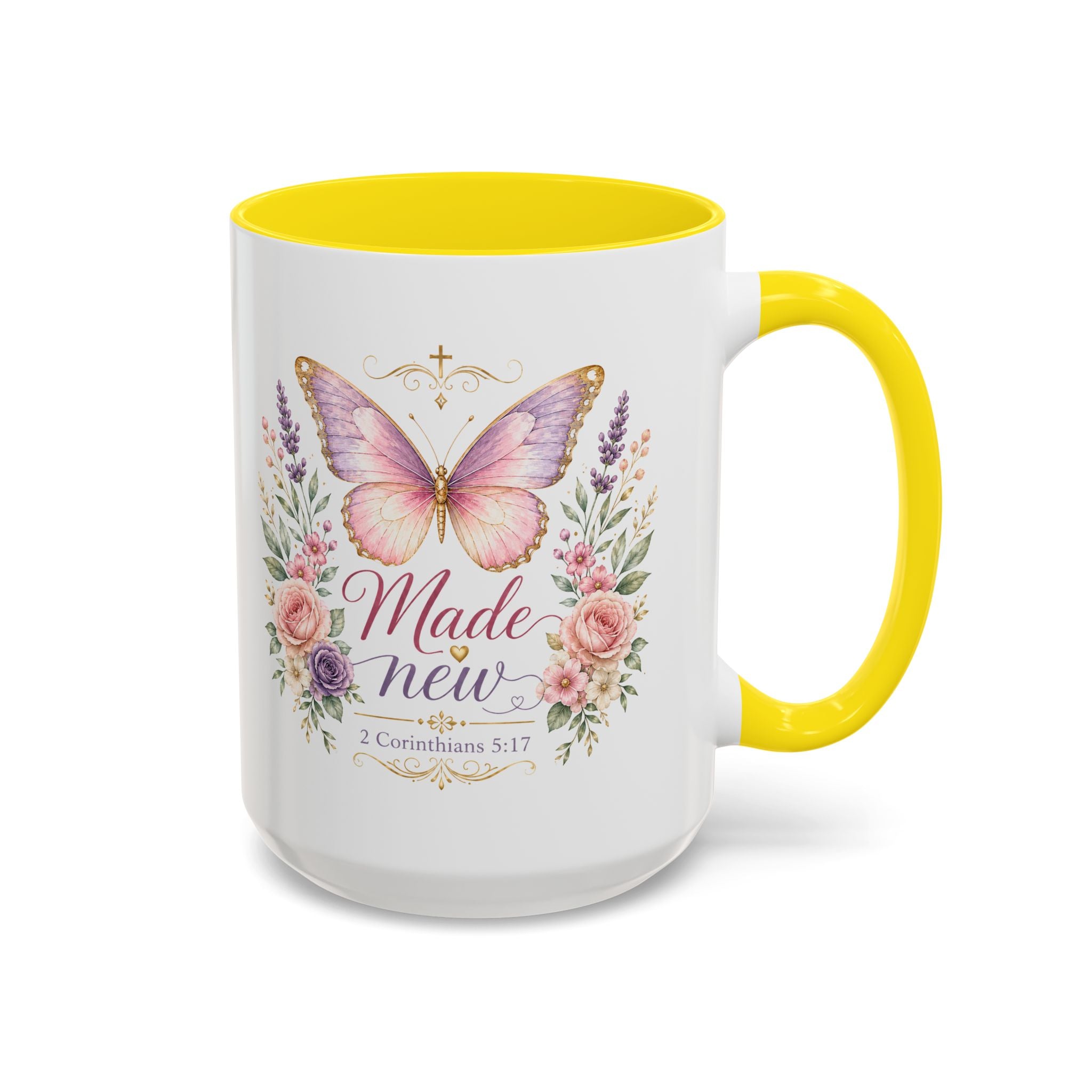 Biblical Butterfly Cup Accent Coffee Mug | Scripture Floral Ceramic
