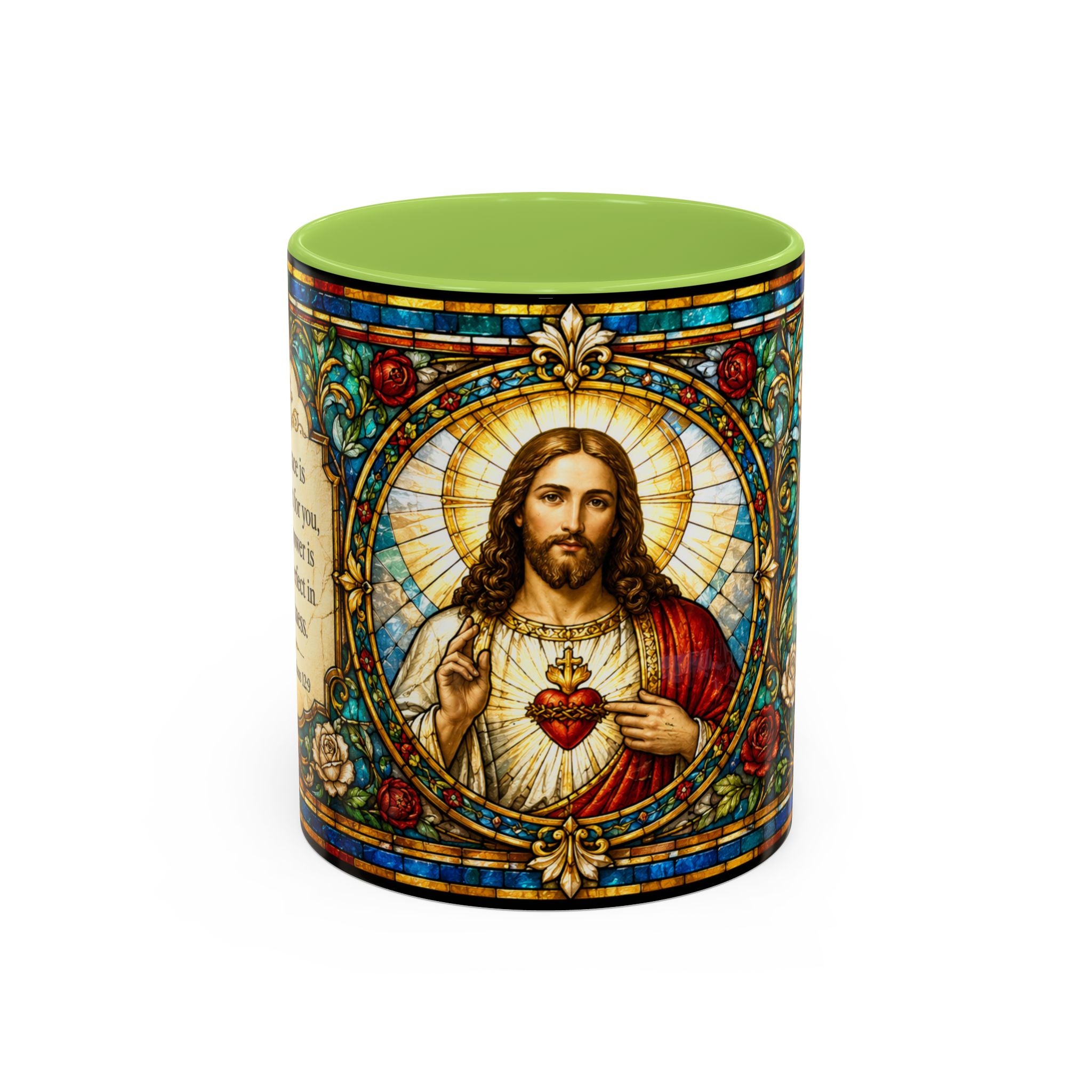 Sacred Heart Jesus Stained Glass Mug | Accent Coffee Mug 11oz 15oz