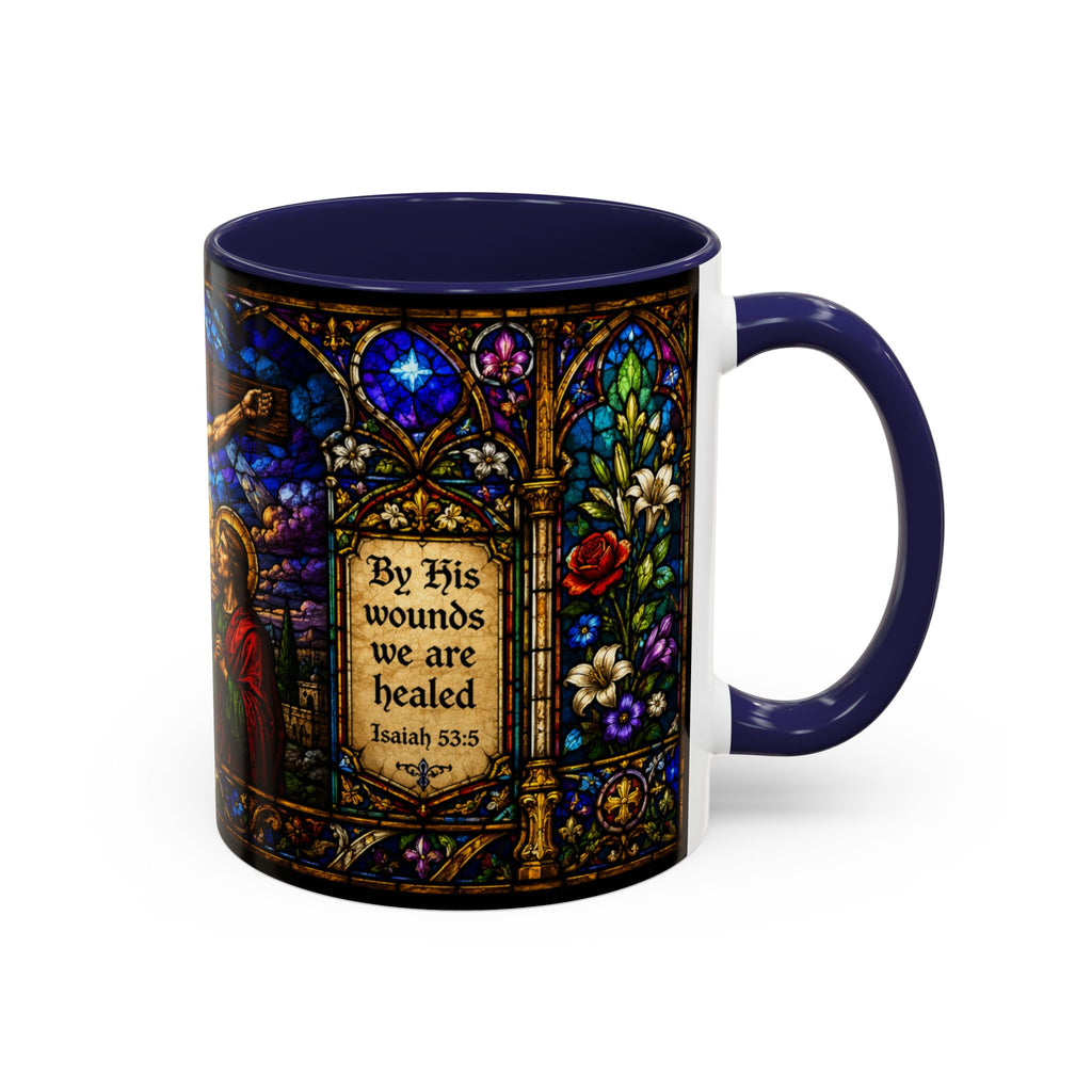Jesus Crucifixion Mug, Christian Coffee Cup, Stained Glass Cross Mug, Faith Bible Mug, Religious Gift, Holy Bible Coffee Cup