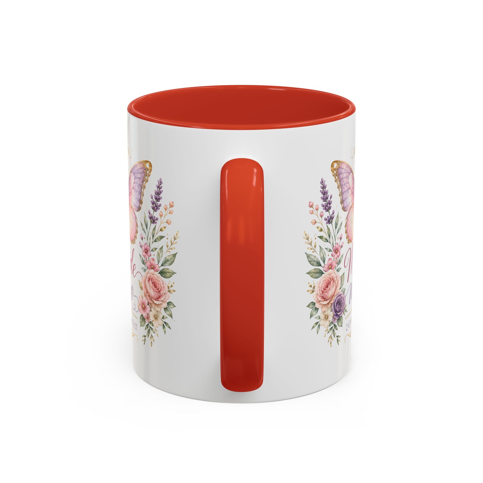 Biblical Butterfly Cup Accent Coffee Mug | Scripture Floral Ceramic