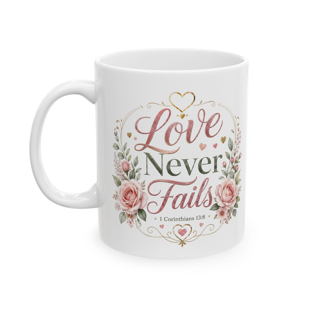 Love Never Fails coffe cup